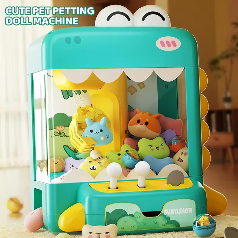 Dinosaur Claw Machine for Kids Animal Doll Machine Toy for Kids Mini Cartoon Claw Crane Machine Home Doll Grasping Machine Gifts