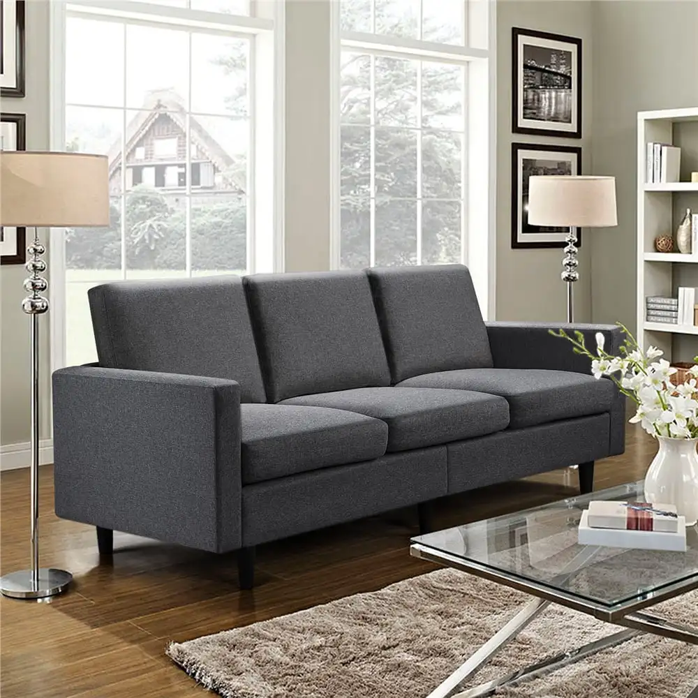 

Contemporary Fabric 3-Seater Sofa, Gray, Living Room Furniture