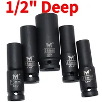 Heavy Duty 1/2" Inch Drive Deep Impact Sockets - Metric Air Pneumatic Socket Wrench Head - Sizes Range from 10mm to 38mm 1