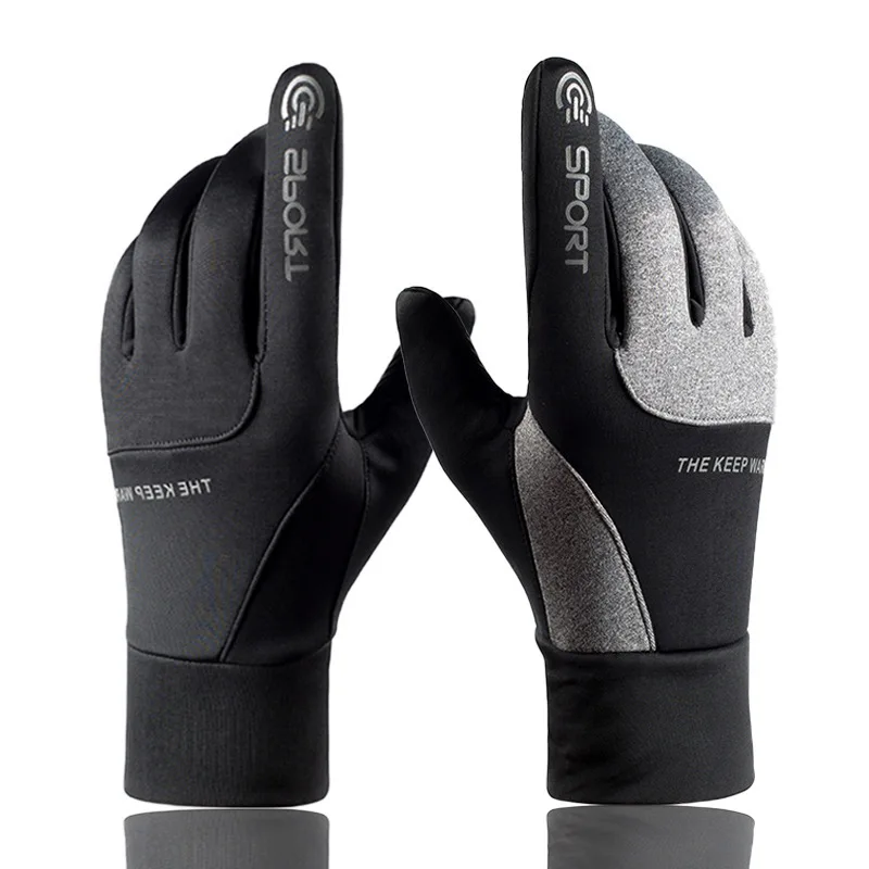 Men's Cycling Gloves Motorcyclist Autumn Winter Fleece Warm Touch Screen Bicycle Gloves Men Outdoor Sports Biker Driving Gloves 2