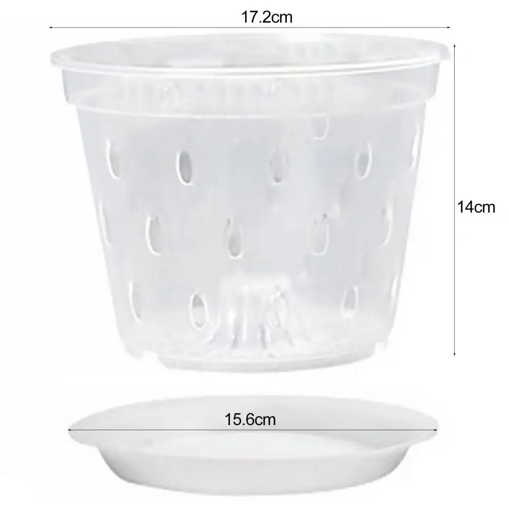 Flower Pot Plant Pot 2Pcs 12.5-17cm Transparent Orchid Pots Flower Planters Side Holes Design Plastic Orchid Pots With Trays Growth Gardening Tools