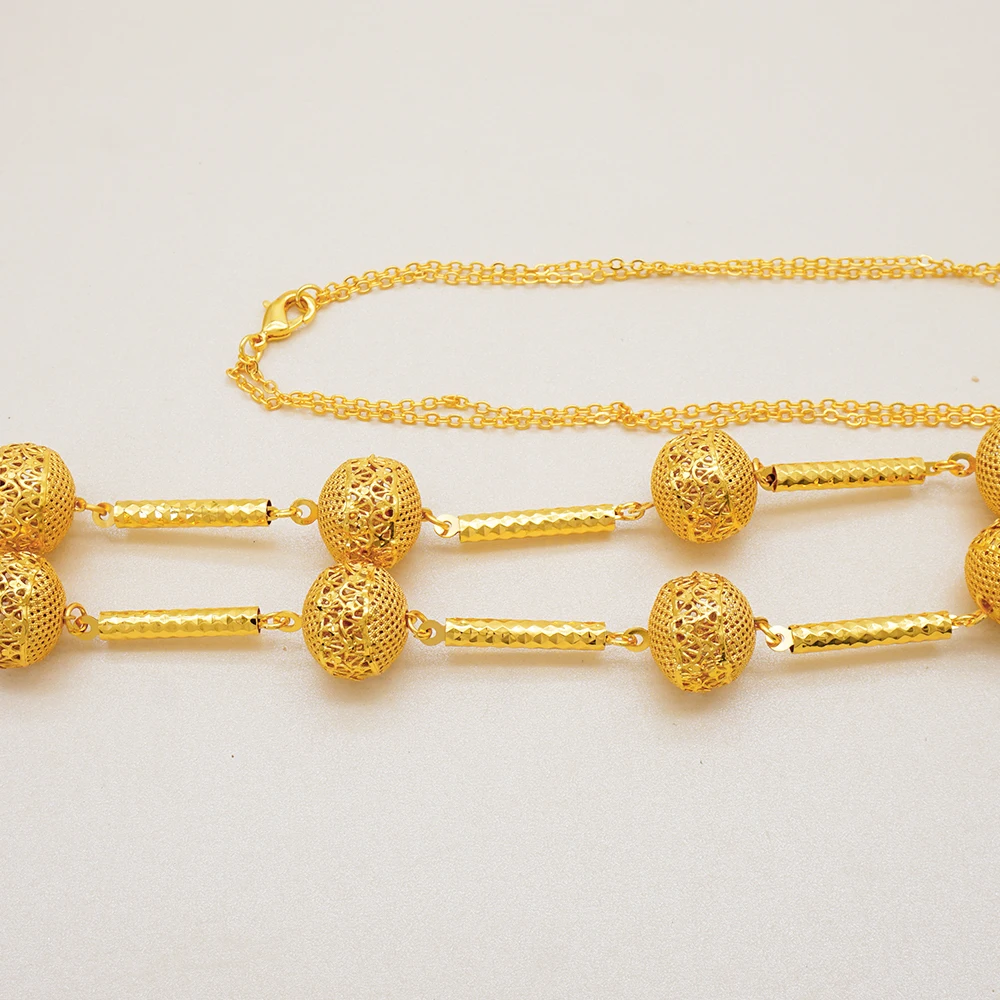 S3ff3263120b34fa29270c0bc3b815409V Fashion Gold Color Ethiopian Jewelry Set Long Tassel Pendant Earrings Wedding Bride Necklace Set Mallzona