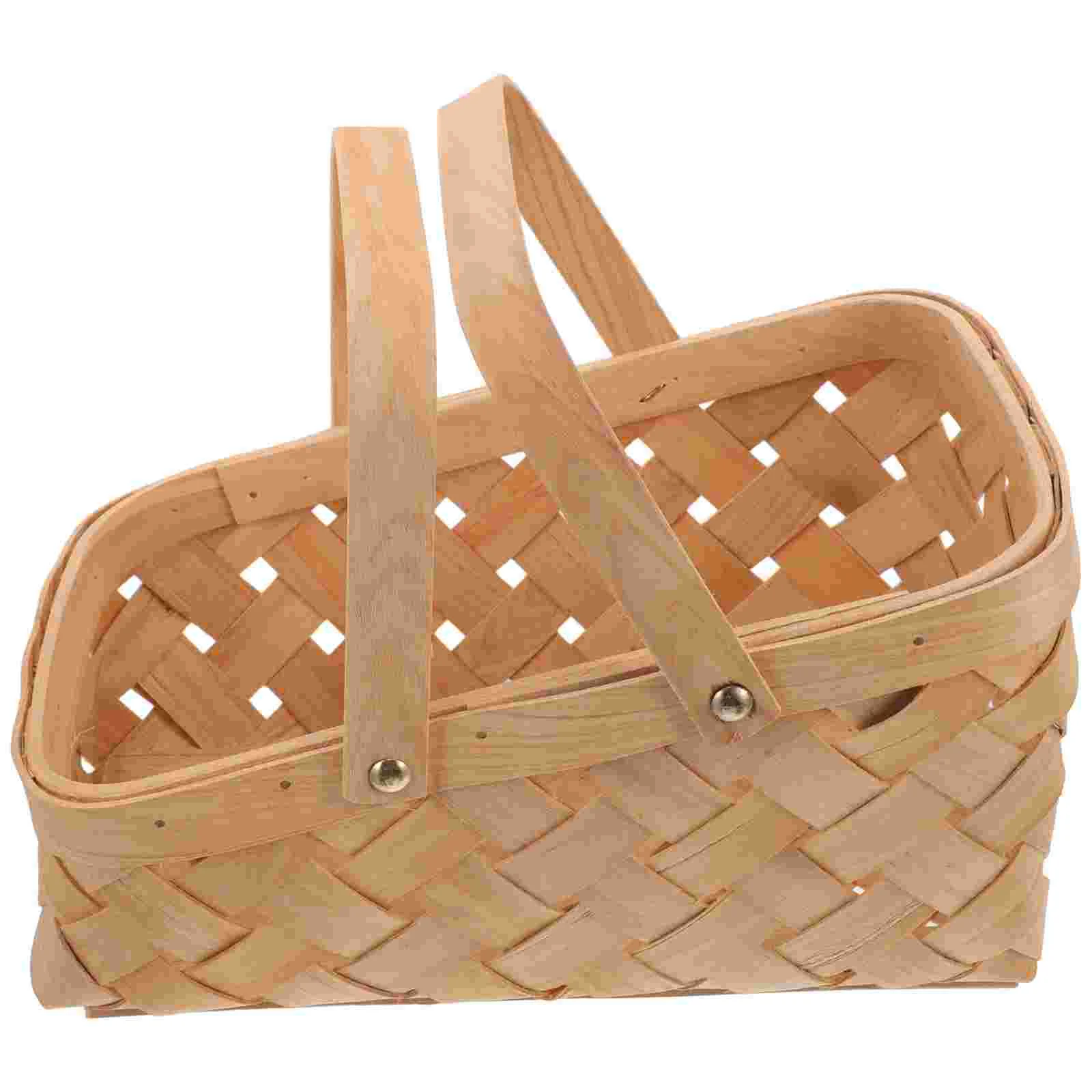 

Woven Picnic Basket Flower Storage Basket Fruit Basket Hand Woven Flower Basket with Handle