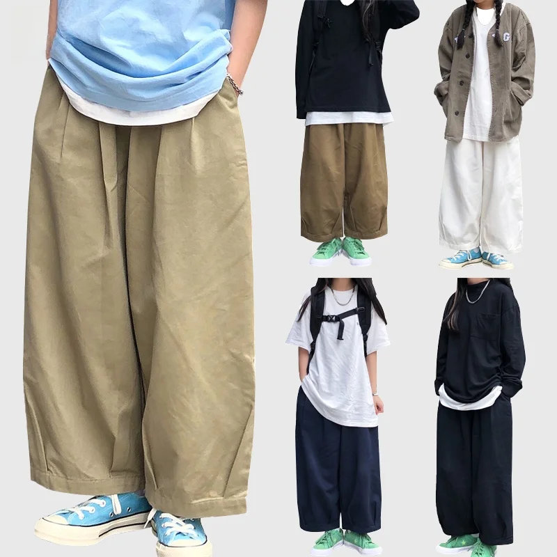 Insstudios Trendy Retro Loose Straight Leg Wide Leg Pants Casual Workwear Long Trousers for Men And Women High Waist Commuter...