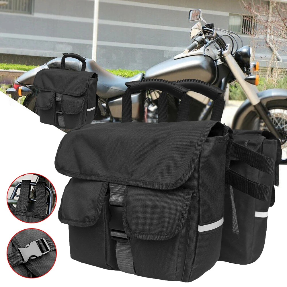 

Motorcycle Bicycle Saddlebag Rear Seat Backpack Detachable Backseat Saddle Bag Black