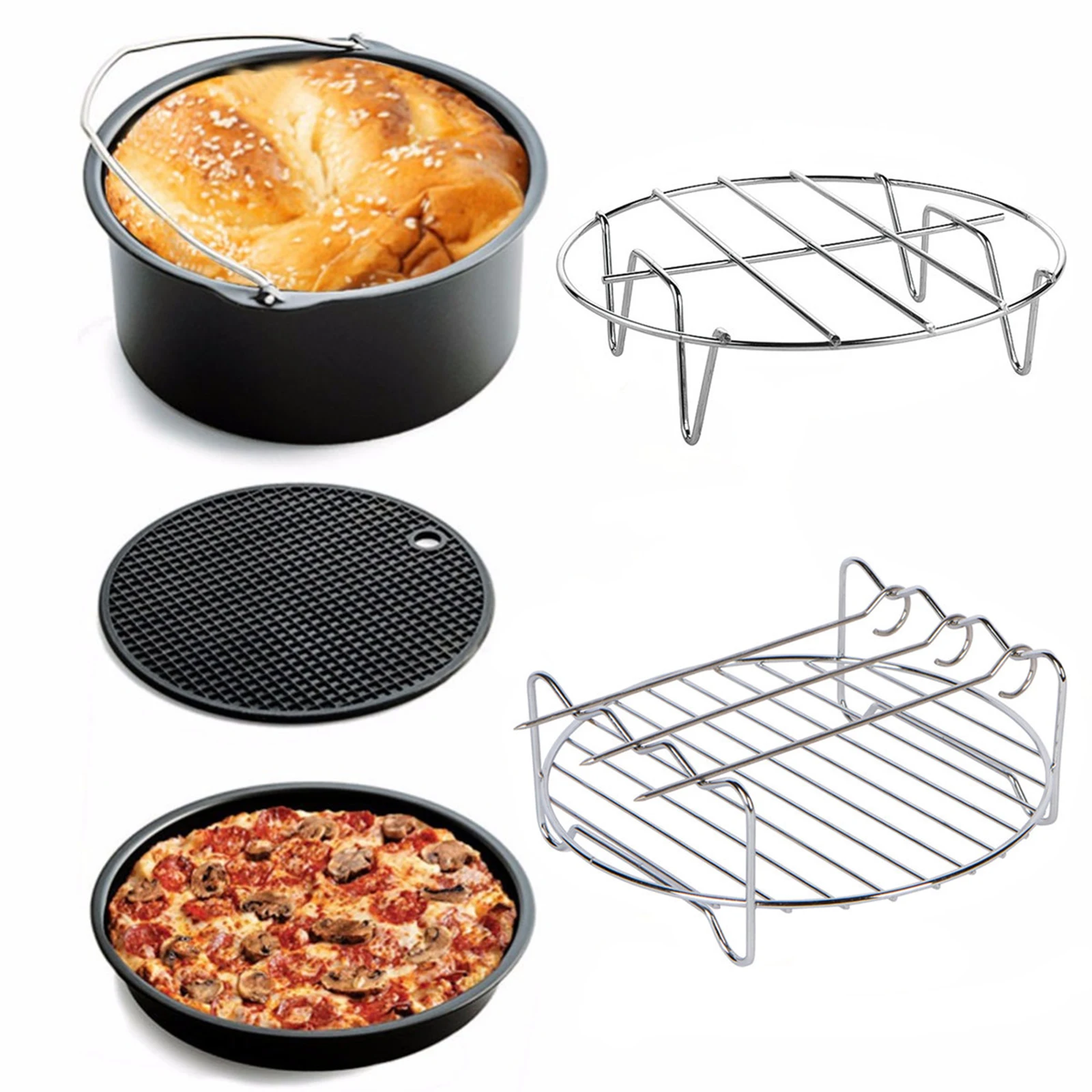 6 Inches Hei&szlig;luftfritteuse Accessories Tray Grill Toast Insulation Pad 3.2QT-5.8QT Kitchen Tools