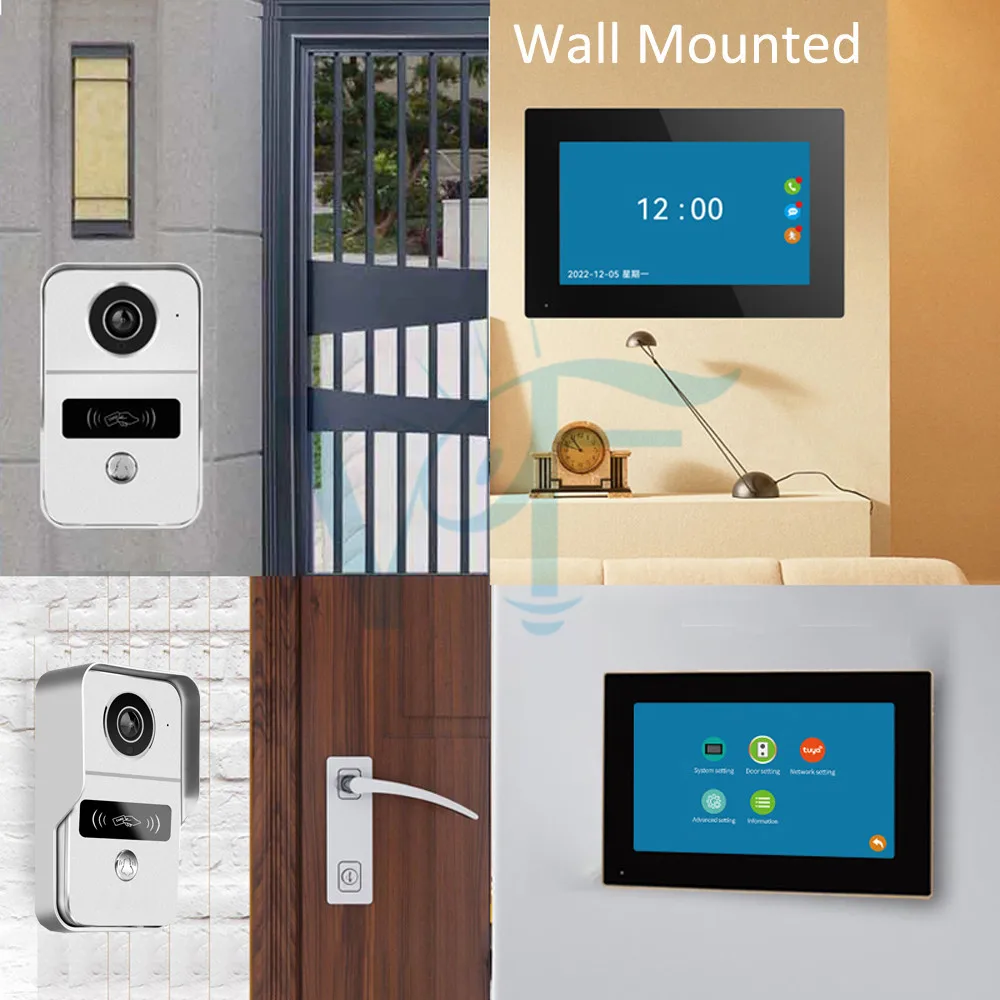 Tuya WiFi IP Doorphone Indoor Monitor 48V POE Entrance Panel for Multi Apartments Villa Video Building Intercom APP Control