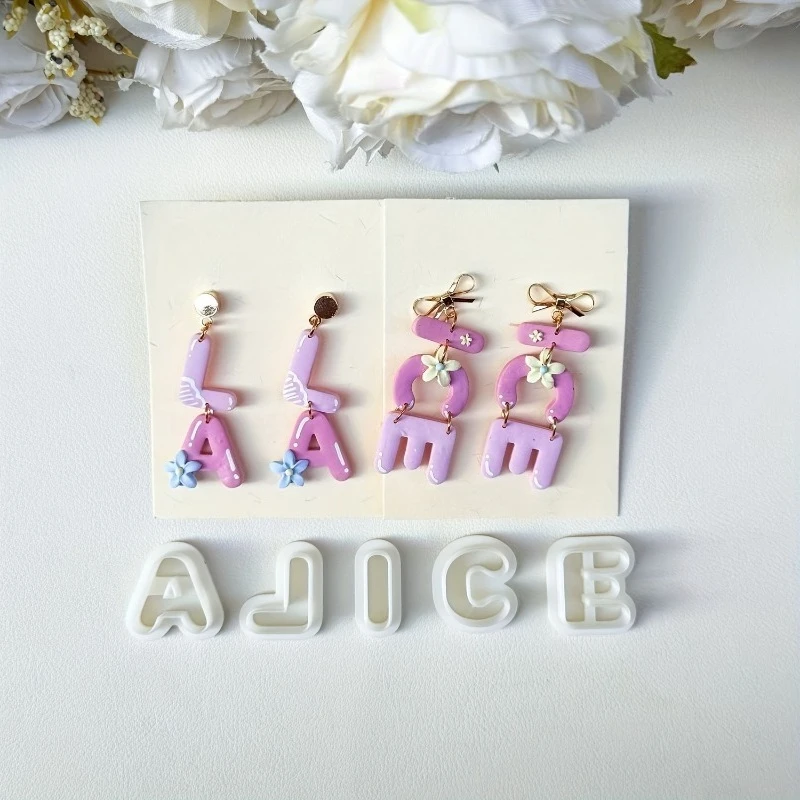 26-teiliges Alphabet A-Z Buchstaben Ausstechformen Set für Kekse, Fondant, Kuchen und Polymer Clay, 2cm Mini-Buchstabenformen für DIY Ohrringe & Namensschmuck – Detail 6