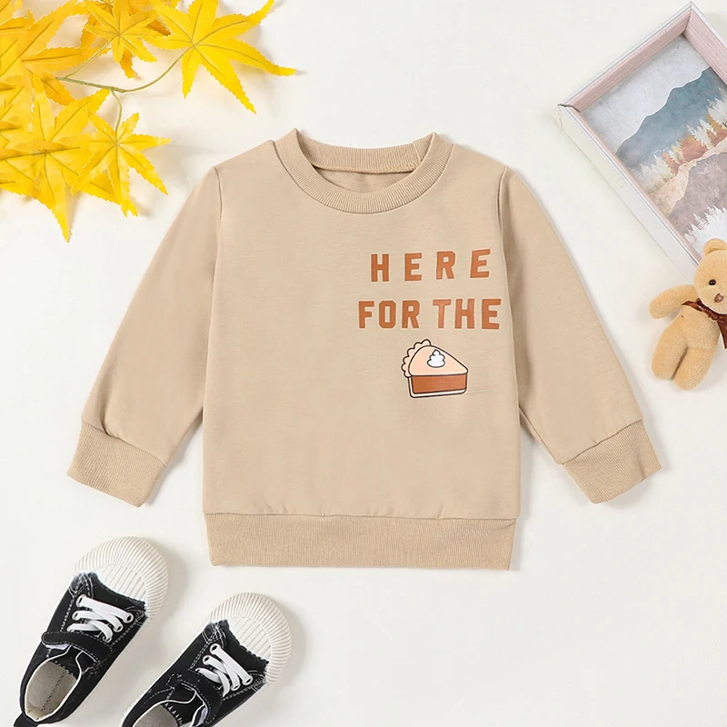 

Baby Thanksgiving Sweatshirts Long Sleeve Crew Neck Pie Letter Print Pullovers Toddler Warm Tops