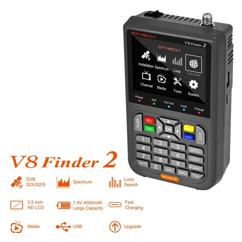

1080p HD V8 Finder2 Meter Satellite Signal Finder Dvb-s/s2/s2x Handheld Satellite Meter Spectrum Analyzer