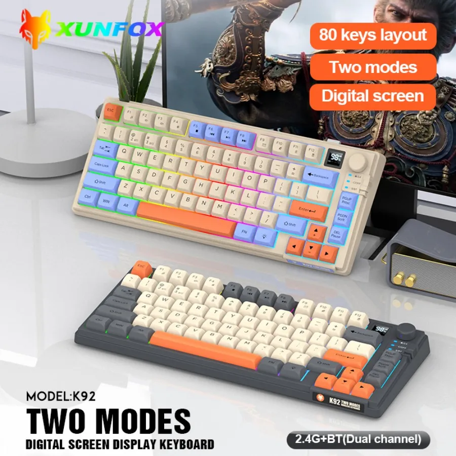 XUNFOX K92 Mechanical Keyboard 75% TKL Hot-Swappable Wired Gaming