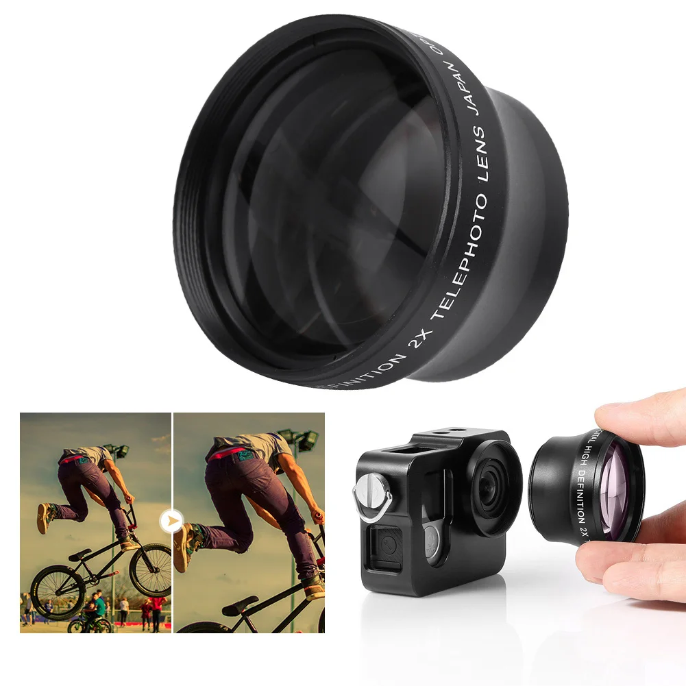 Telephoto Lens 2X Camera Lens High Definition Magnification Converter For 37mm Mount Camera 2X