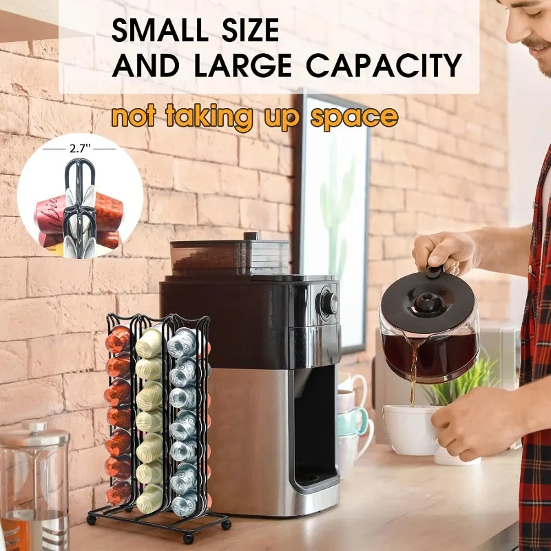 Sleek 42-Capacity Coffee Pod Storage Rack for Countertop Organization
