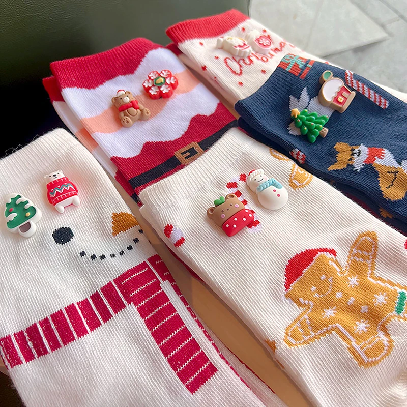 

Christmas Stocking For Man And Women Winter Socks Thickened Cotton Socks Cute Santa Claus Snowman Socks Cartoon Bear Stockings