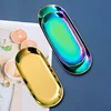 Simple Nordic Ins Oval Tray Stainless Steel Jewelry Storage Tray Multi-purpose Desktop Storage Tray Metal Home  Pantry Organizer 4