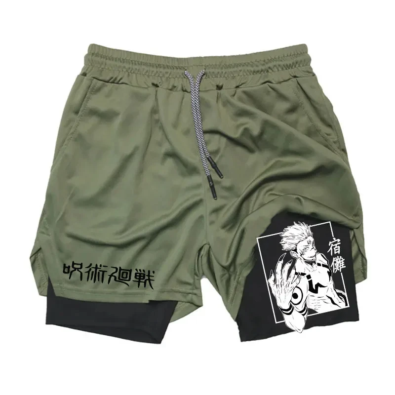 Anime Gym Shorts 2 In 1 Double Layer Men Workout Sports Jogging Sportwear Training Sport Shorts Male Summer Performance Shorts 5