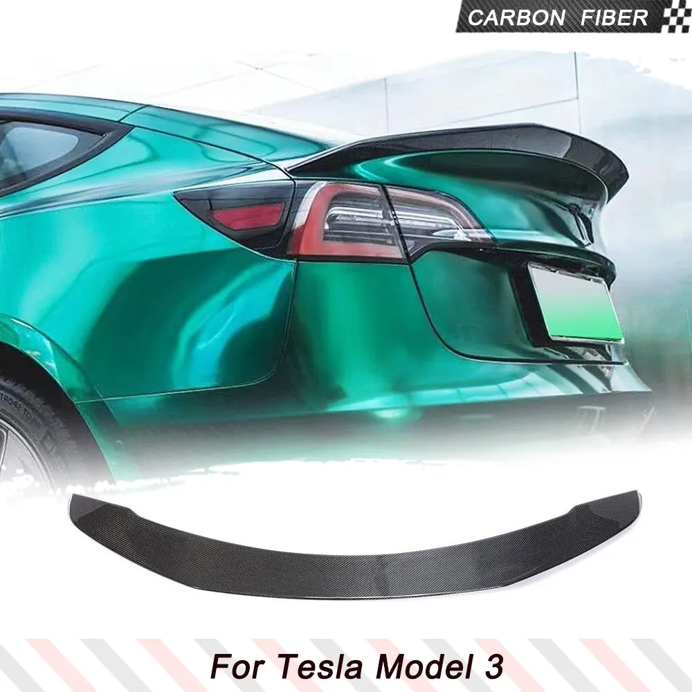 

Задний спойлер для багажника автомобиля Tesla Model 3 2016-2023, задний спойлер для багажника из углеродного волокна, крыло из углеродного волокна