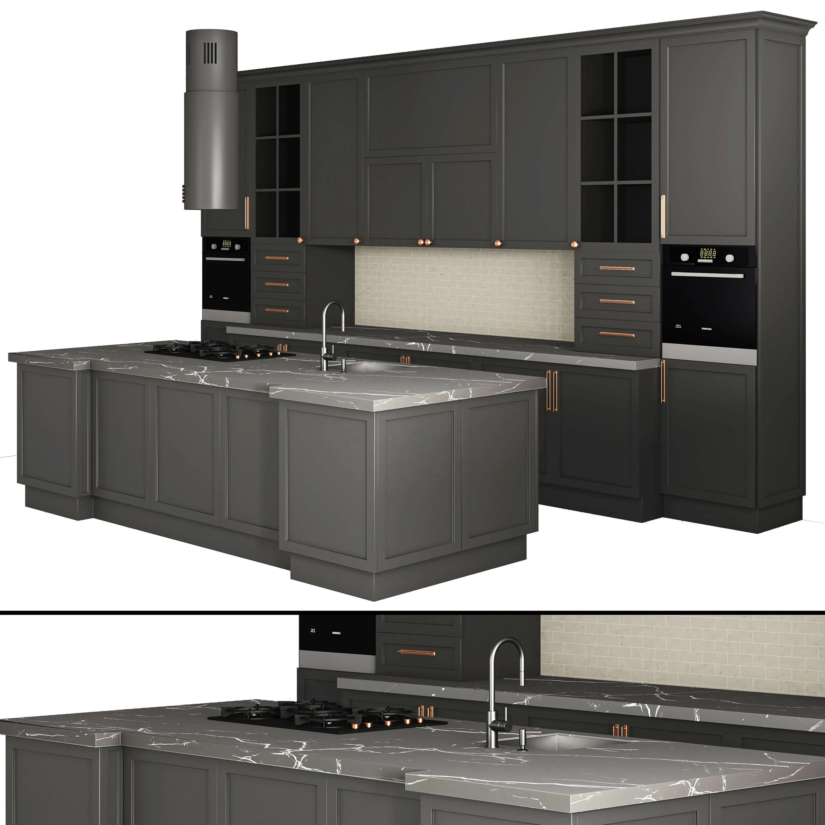 Cabinet, Solid Wood, Kitchen Cabinet, PVC Material, with Sink Design, Luxury Style, Popular Product 4