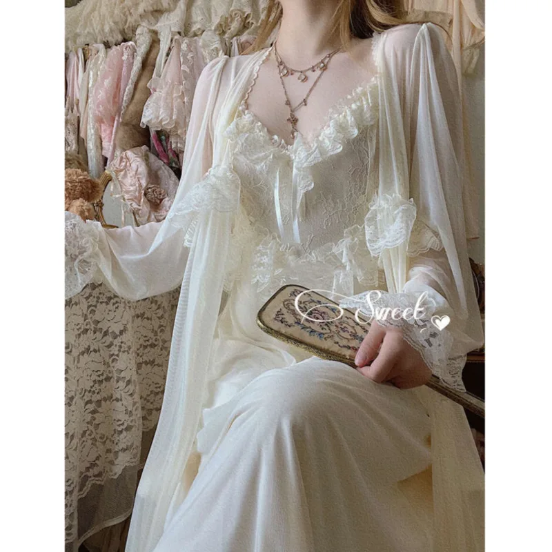 

Женское винтажное кружевное платье, повседневное элегантное шифоновое платье во французском стиле с длинными бретельками, лето 2023