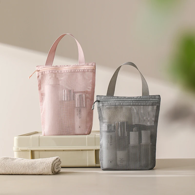 23x26cm Portable Toiletry Bag Handy Handle Large Capacity Mesh Toiletry Storage Bag Makeup Business Trips Travel