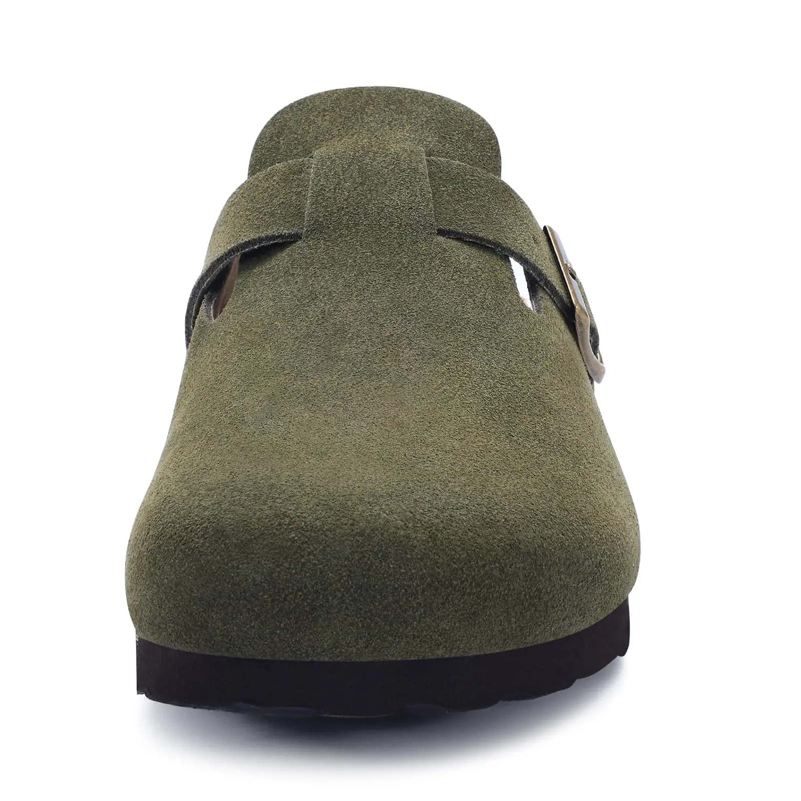 Buckle Clogs for Women Men Genuine Suede with Arch Support Soft Cork Footbed Mules Fashion Thick Beach Sandals