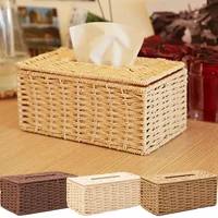 1PC Rattan Tissue Box Home Decoration Handmade Desktop Decoration Simple Retro Tissue Box Storage Caja De Pañuelos Hecha A Mano 1