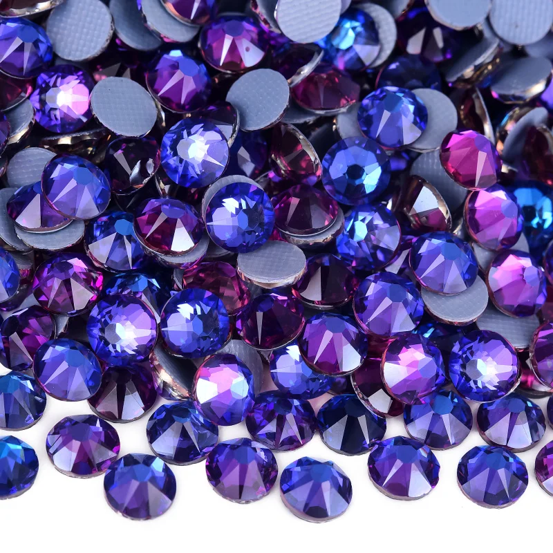 2088 Niet Hotfix 8 Grote 8 Kleine DIY Strass Crystal Stick Op Nagels Platte Achterkant Steentjes Voor Nail Art decoraties-Sapphire, SS30 288Pcs