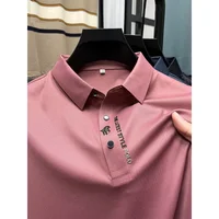 Haut de gamme flambant neuf été couleur unie soie coton haute qualité à manches courtes Polo hommes à la mode affaires sans couture haut décontracté 4
