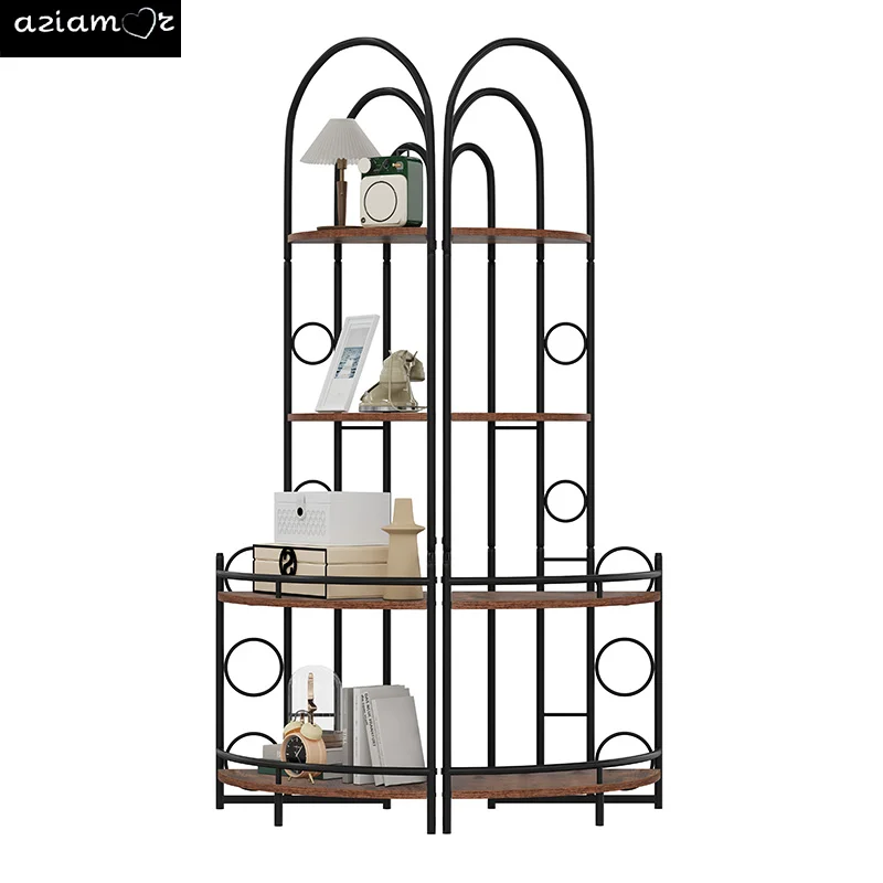 4-Tier Corner Bookshelf, Modern Style, Plant Stand with Metal Frame