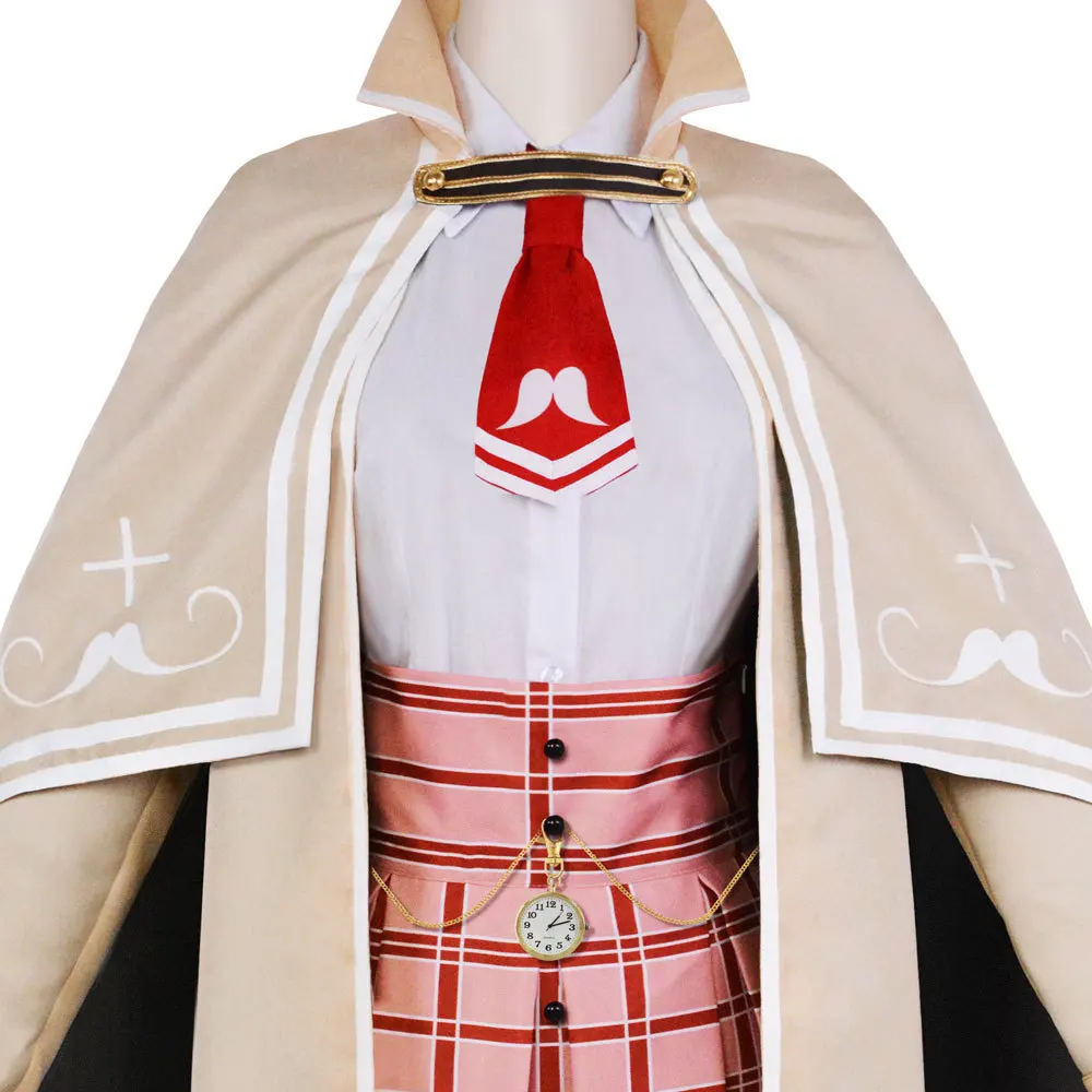 VTuber: Hololive Amelia Watson | Khaki Uniform Cosplay Costume 23 Hololive Amelia Watson School Uniform Cosplay Costume for Women (Unofficial)