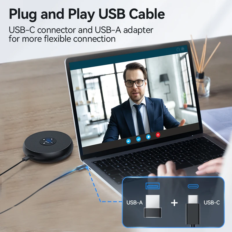 EMEET USB Wired Speakerphone Conference Speaker With 2