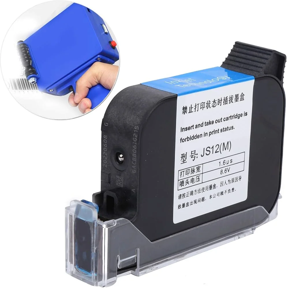 [1x JS12 JS10] 42ml 12.7mm Fast dry black sovent ink cartridge JS10M JS12M Replaced for TIJ2.5 Domino Handheld Printer