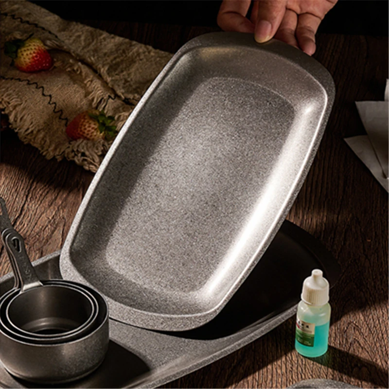 Snow Peak Stainless Steel Storage Plates with Ear Anti-scalding Snack Steak et Plates Deep Wide Side Dish Sevring for Table