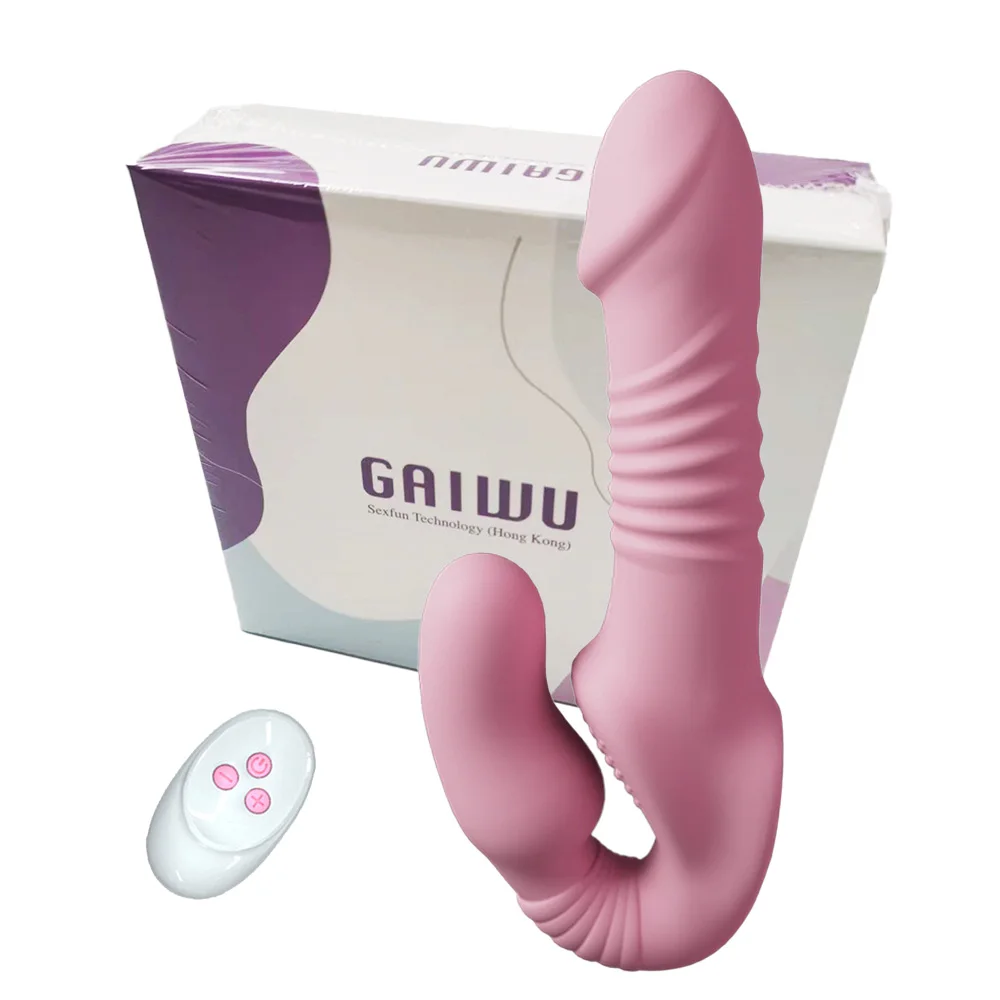 Strap-on Silicone Double Dildo Penis Wireless Vagina Vibrator for Single Women Lesbian Couples Sexy Sex Toys for Adults