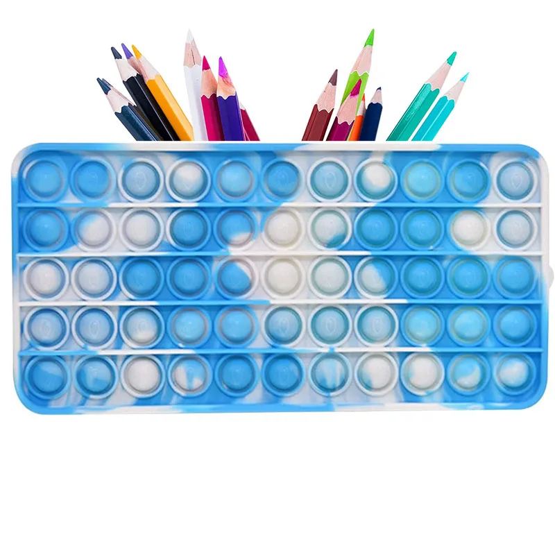 Silicone Bubble Pencil Case Sensory Fidget Toys For Kids Adults Decompression Stationery Storage Bag Juguetes Antiestr&eacute;s