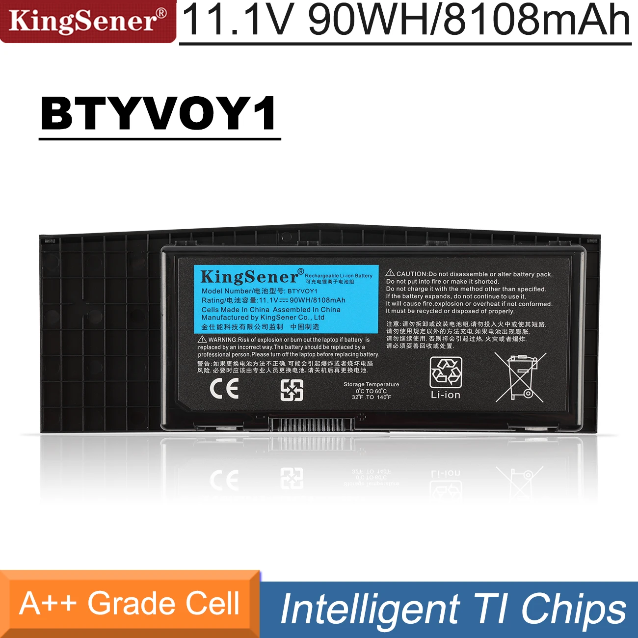 Bateria do Portátil para Alienware Btyvoy1 Kingsener M17x r3 r4 7xc9n C0c5m 0c0c5m 05wp5w 5wp5w 90wh Cn07xc9n 318-0397 45111817