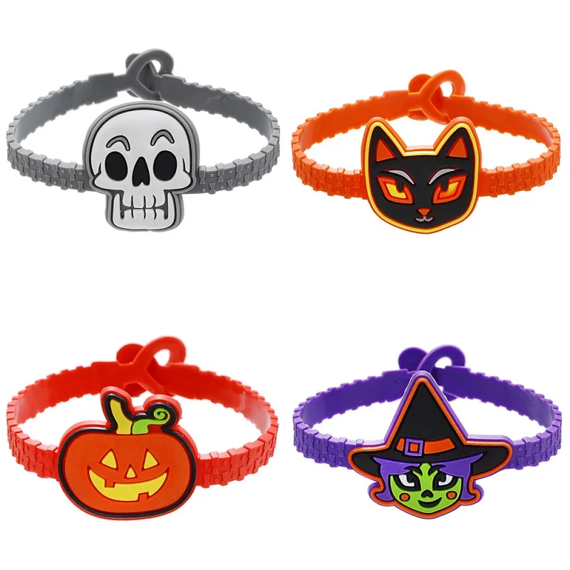 

New Halloween Horror Silicone Wristband Skull Pumpkin Witch Bracelets Party Favors for Children Kids Gifts Halloween Decorations