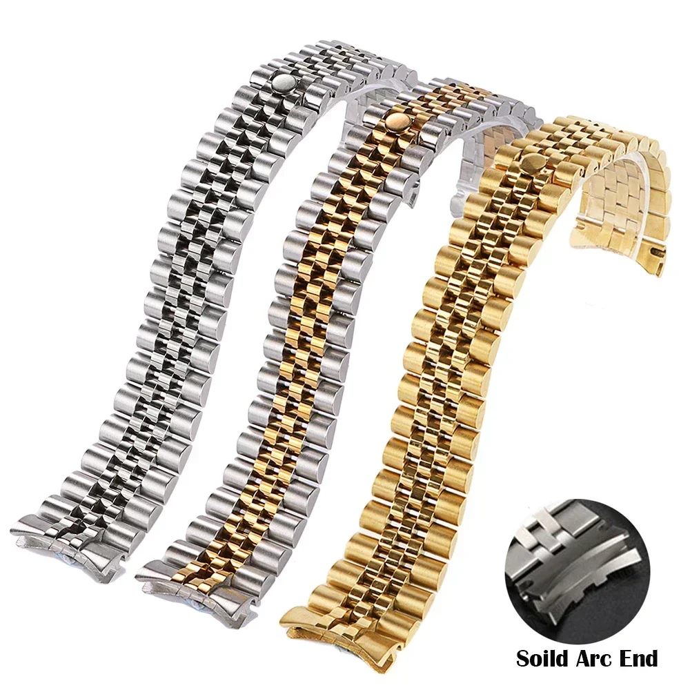 Cinturino In Acciaio Inossidabile Ad Arco Solido Per Bracciale Jubilee 13Mm 17Mm 20Mm 21Mm Per Cinturino Per Orologio Di Lusso Rolex Uomo Donna Bracci