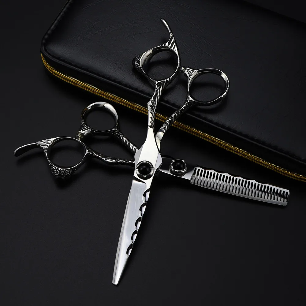 

Professional JP 440c steel 6 '' Upscale Gem wave hair scissors haircut thinning barber makas cutting shears hairdresser scissors