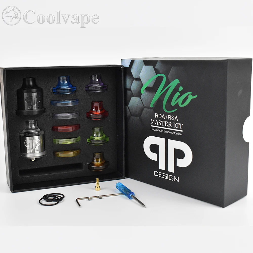 

QP Design Nio RDA RSA Master kit bf pin 22mm airflow intake adjustable rda Atomizer 316ss Vaporizer Rebuildable Tank