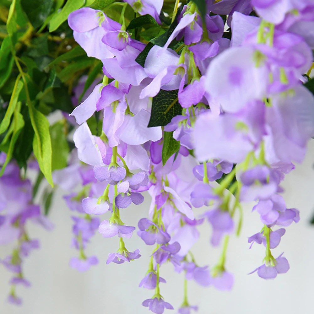 2/4pc 1.8M Wisteria Artificial Flowers Vine Garland Plants Wedding Arch Decoration Fake Plant Leaf Rattan Trailing Wall Flower
