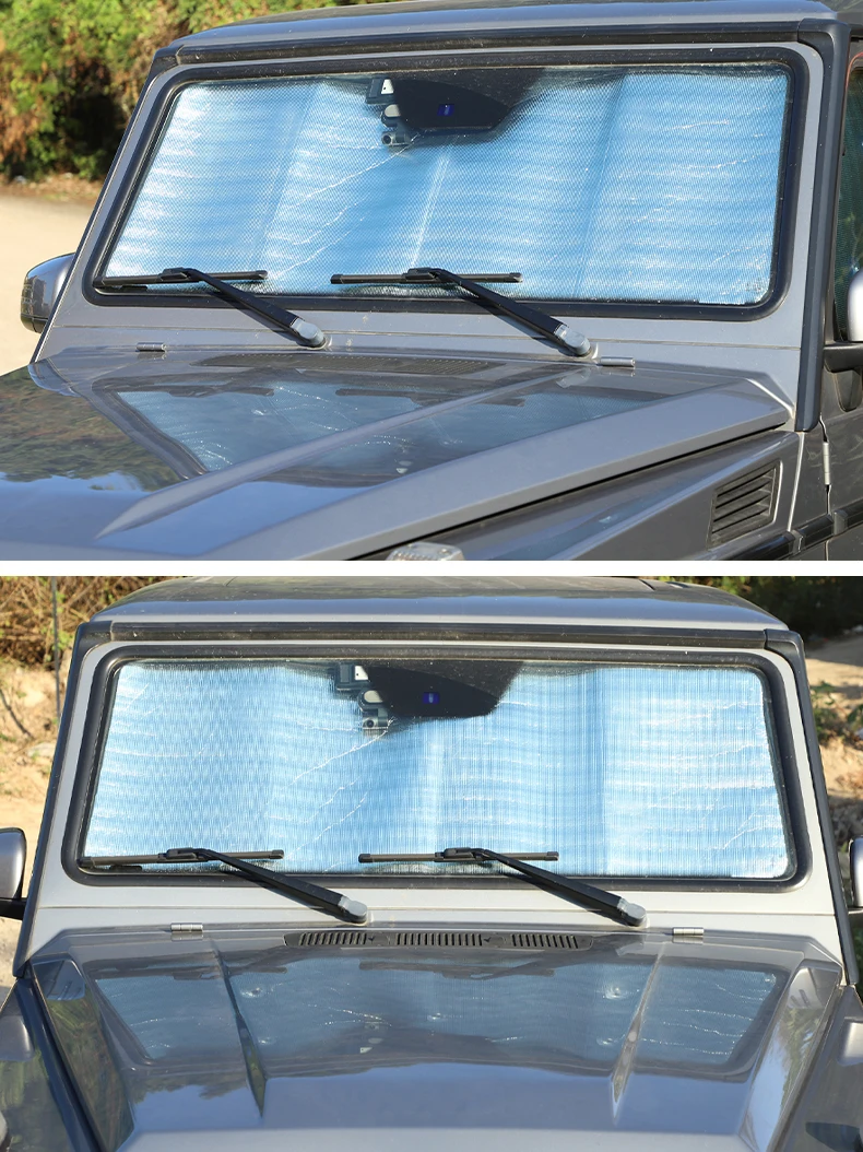 Für mercedes-benz g-klasse w463 2012-2015 auto windschutz scheibe sonnenschutz front fenster vorhang sommer uv reflektierende sonnenschutz abdeckung – Detail 2