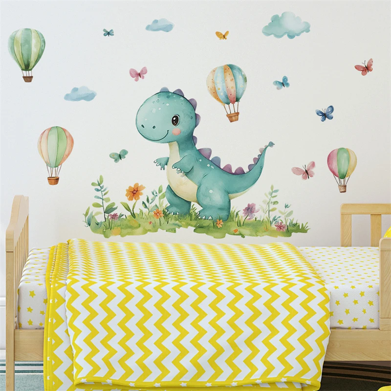 Big Size Cartoon Dinosaur Hot Air Balloon Wall Stickers For Children Room Boy Kids Room Nursery Wall Decoration Decal Mural wall stickers luminous wall stickers vinyl decal stickers children room decoration