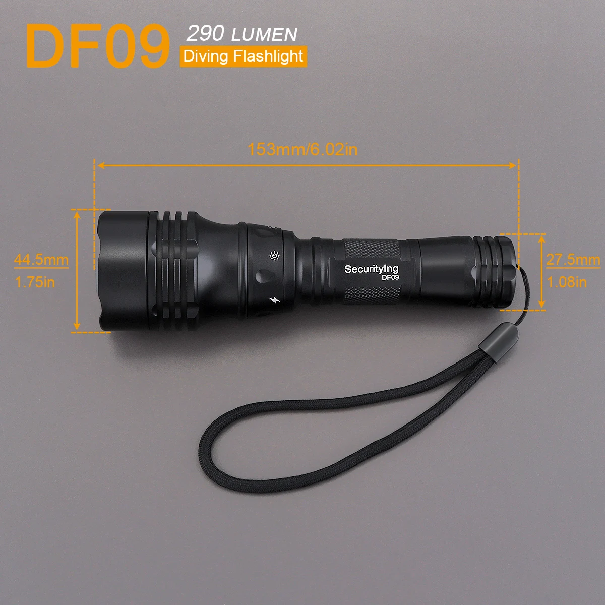 SecurityIng DF09 290 Lumen Underwater 30M Diving Flashlight for Diving / Outdoor / Camping, Dive Light