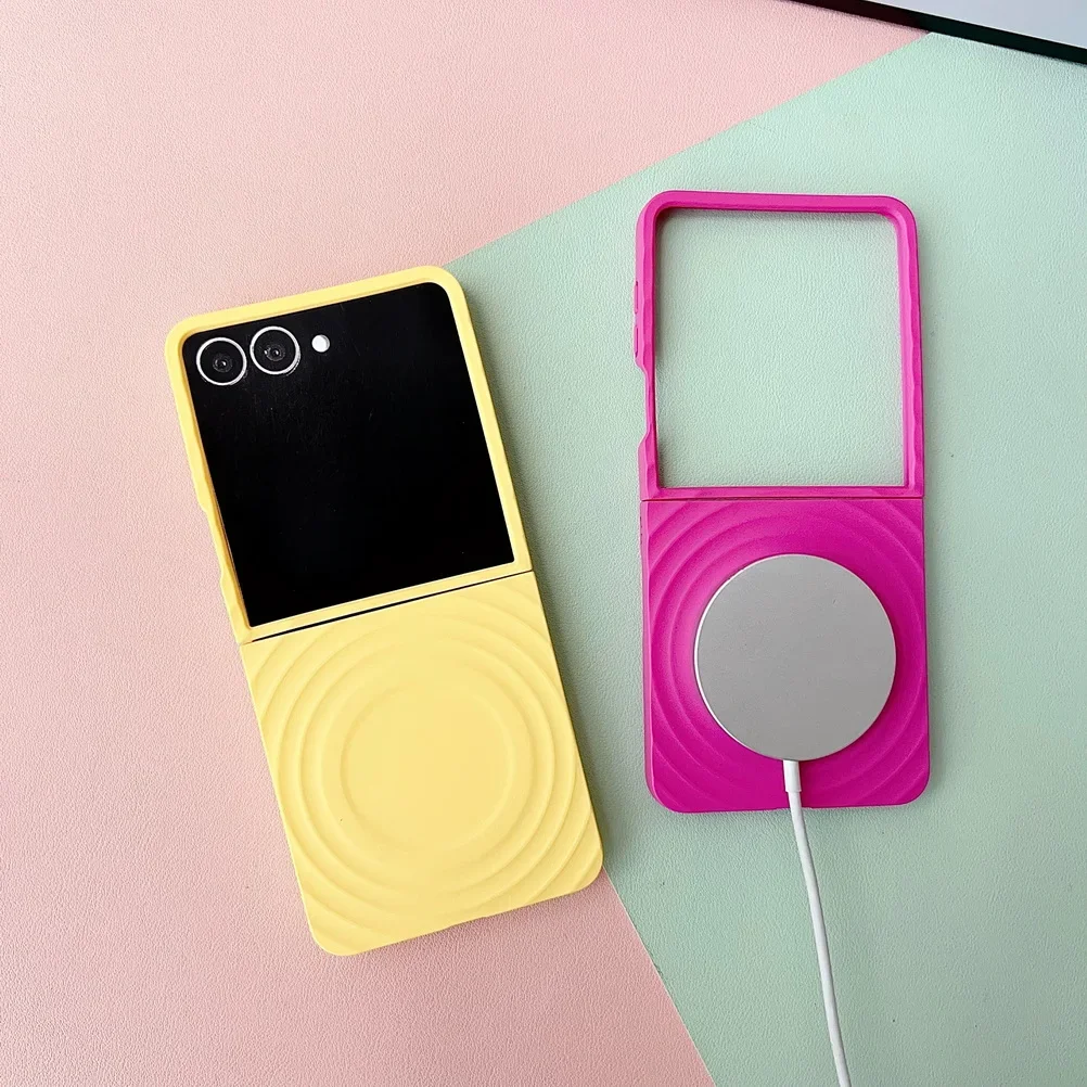 Matte Water Ripple Dopamine Color Magnetic Phone Case with 3D Waves Design - Slim Magsafe Cover