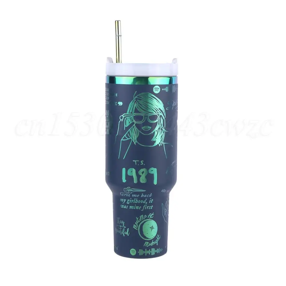 40oz Vacuum Insulated Car Mug Thermal Coffee Car Cup with Straw Stainless Steel Vacuum Insulated Tumbler for Sports Outdoor Tour