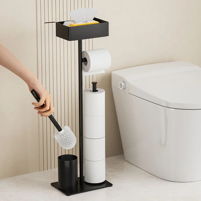 Heavy-Duty Stainless Steel Toilet Brush Holder Wall-Mounted Paper Towel Rack Bathroom Storage Organizer with Drawer