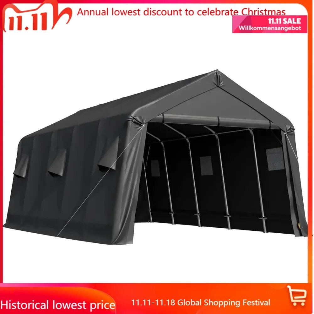 10 x 20 FT Heavy Duty Carport, Portable Garage with All-Steel Metal Frame & Vents, Anti-Snow Car Canopy Outdoor Storage Shelter