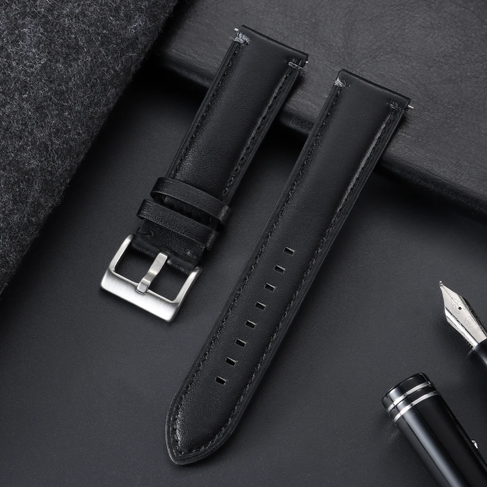 Vintage Brown Leather Watch Strap - Universal Breathable Bracelet