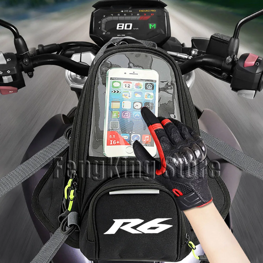 대형 스크린 내비게이션 연료 탱크 가방, 야마하 YZFR6 YZF R6 R6S 오토바이 마그네틱 라이딩 백